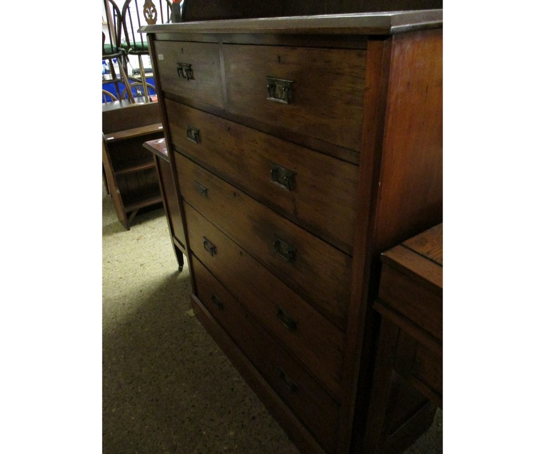 19TH CENTURY TWO OVER FOUR FULL WIDTH DRAWER CHEST WITH BRASS HANDLES
