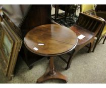 WILLIAM IV MAHOGANY CIRCULAR TOPPED TRIPOD TABLE WITH FLUTED COLUMN ON A SPLAYED BASE RAISED ON