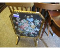 GILT FRAMED FIRE SCREEN WITH EMBROIDERED PICTURE