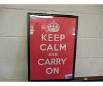 EBONISED FRAMED PRINT "KEEP CALM AND CARRY ON"