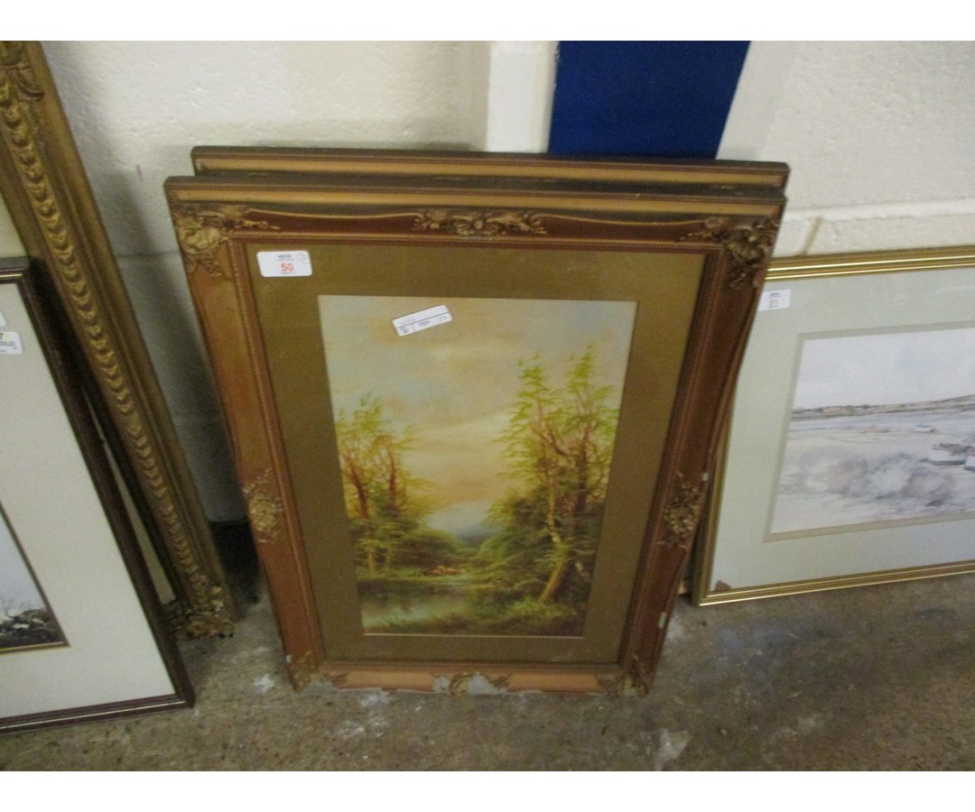 TWO VICTORIAN GILT FRAMED OILS OF COUNTRY SCENES