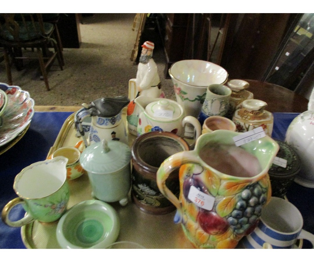 TRAY OF DOULTON VASES, ORIENTAL VASES ETC