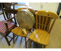 PAIR OF PINE FRAMED HARD SEATED KITCHEN CHAIRS