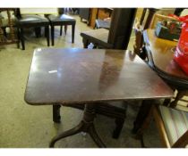 GEORGIAN MAHOGANY RECTANGULAR TOP TABLE WITH TURNED COLUMN ON A TRIPOD BASE