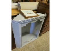 PAINTED PINE CORNER MOUNTED CUPBOARD WITH ADJUSTABLE SHELVES