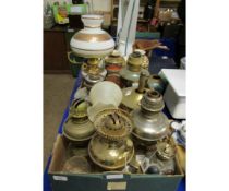BOX CONTAINING MIXED OIL LAMPS ETC