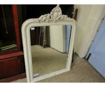 GOOD QUALITY CREAM PAINTED OVER MANTEL MIRROR