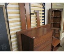 GOOD QUALITY THREE PIECE BEDROOM SUITE WITH FOUR DRAWER CHEST, A BEDSIDE CUPBOARD AND A DOUBLE