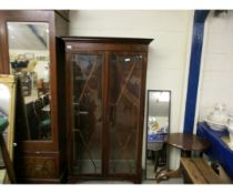 MAHOGANY FRAMED TWO ASTRAGAL GLAZED DOOR DISPLAY CASE WITH ADJUSTABLE GLASS SHELVING