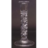 Early 20th century twisted glass candlestick, 24cm high
