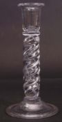 Early 20th century twisted glass candlestick, 24cm high