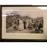 After L Fildes, black and white photogravure, published 1885, "A Village Wedding", 46 x 77cm