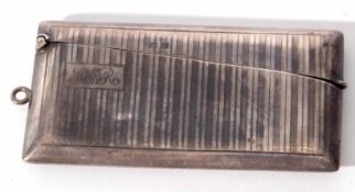 George V card case of rectangular form with all over engine turned decoration and initialled
