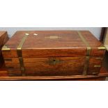 Brass bound rosewood large writing slope with fitted interior, 50cm wide