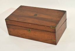 Victorian rosewood writing box, lifting lid and fitted interior and brass bound corners and name