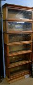 Early 20th century oak Globe Wernicke sectional bookcase with six glazed compartments and plain