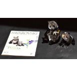 Swarovski silver crystal group of pandas from The Endangered Wildlife series, with original