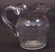 Late 18th century/early 19th century cut glass water jug, probably Irish, with diamond design around