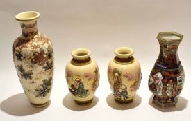 Group of Oriental wares comprising two pairs of Satsuma style vases, decorated in relief with