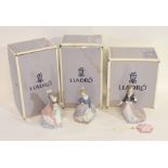 Group: three Lladro figures, all modelled as young girls, one of Evita, Angela and further model,