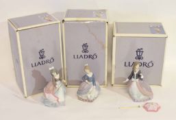 Group: three Lladro figures, all modelled as young girls, one of Evita, Angela and further model,