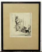 Edmund Blampied, signed in pencil to margin, black and white etching, Fisherman's Pot, 25 x 23cm