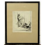 Edmund Blampied, signed in pencil to margin, black and white etching, Fisherman's Pot, 25 x 23cm