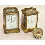 Two brass carriage clocks, late 19th century, by French makers, one by V R Brevett, Paris,