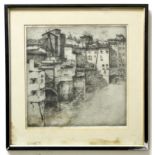Edward di Roth, signed in pencil to margin, black and white etching, inscribed "Firenze 1912", 26