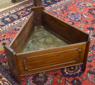 Unusual mahogany triangular planter with moulded and panelled sides and applied with ring handles,