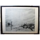 Anthonius Derksen van Angeren (1878-1961) Dutch landscape, black and white etching, signed, dated