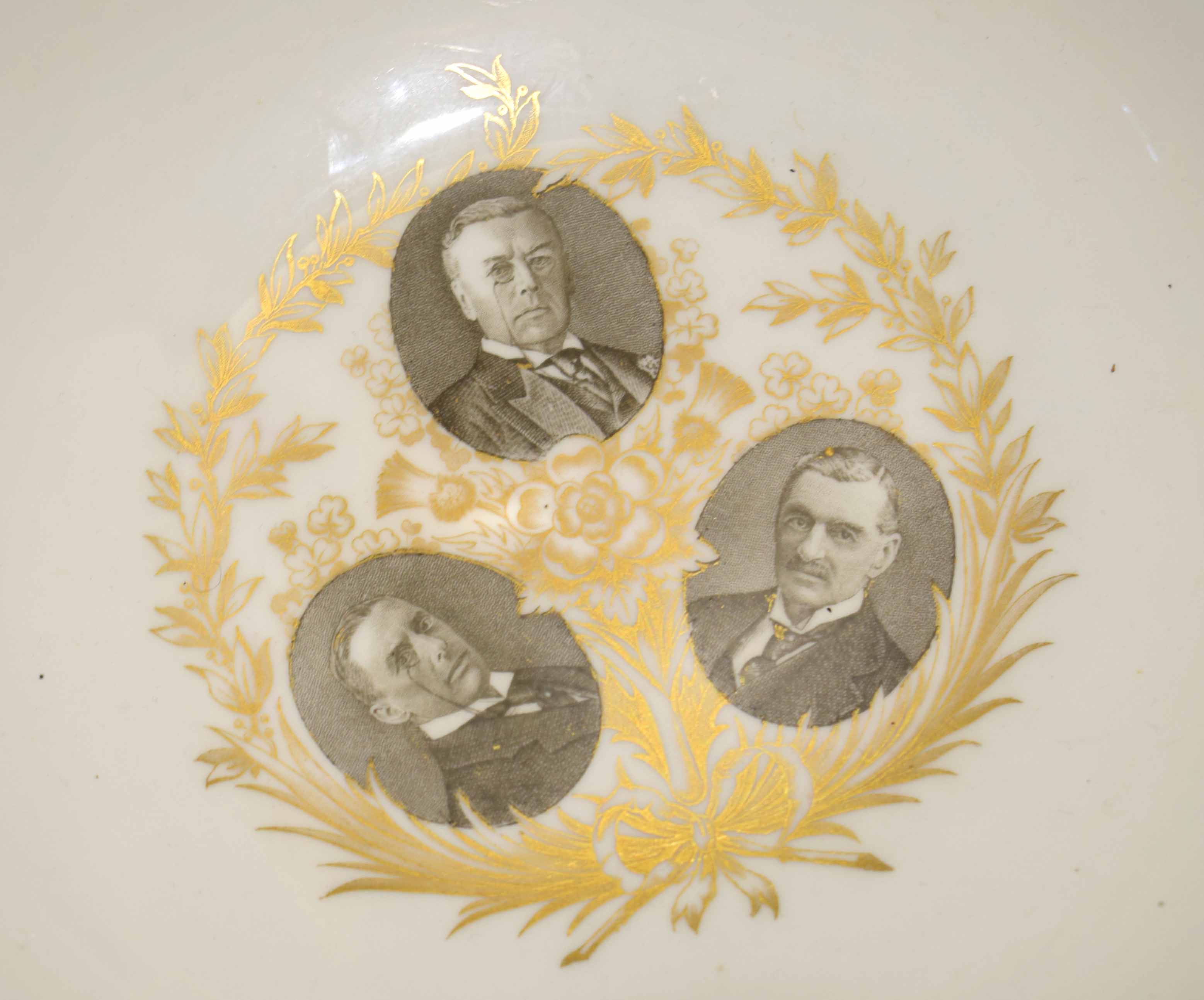 Copeland Spode bowl, the interior with photographs of the Chamberlain family within a green and gilt - Image 3 of 4