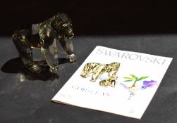 Swarovski silver crystal model of a gorilla from The Endangered Wildlife series with certificate and