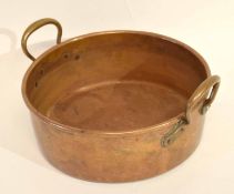 Large late 19th century copper pot with two lug handles, the base impressed "Benet Fink & Co,