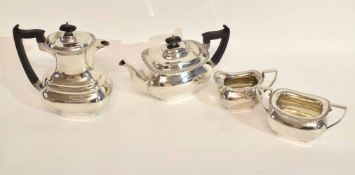 Walker & Hall silver plated tea set and coffee pot comprising tea pot, milk jug, sugar bowl and