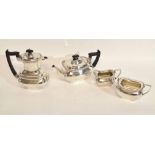 Walker & Hall silver plated tea set and coffee pot comprising tea pot, milk jug, sugar bowl and