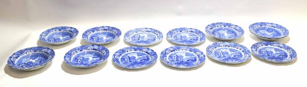Collection of Copeland Spode Italian pattern wares comprising 14 dinner plates and a bowl, the