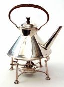 Early 20th century electro-plated tea kettle on stand "Burford's Devon Kettle", Burford & Son -