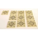 Collection of ten late 19th century Minton tiles all with a floral design
