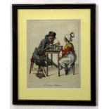 After J Lisle, hand coloured engraving published by S Maunders, 1828, "The Man of Taste", 25 x 21cm,