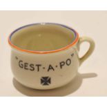 Humorous chamber pot modelled with facsimile of Adolf Hitler to interior and inscription to the