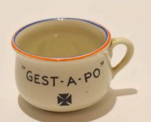 Humorous chamber pot modelled with facsimile of Adolf Hitler to interior and inscription to the