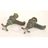 Pair of late 19th century brass taps, the ceramic insert by George Farmiloe & Sons, London, 20cm