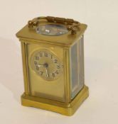 Early 20th century brass carriage clock made by L F Brevete, France, 10cm high