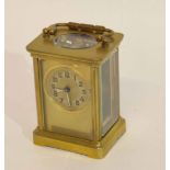 Early 20th century brass carriage clock made by L F Brevete, France, 10cm high