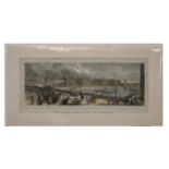 19th century hand coloured engraving, "St Thomas's Hospital on the Albert Embankment", 19 x 53cm,