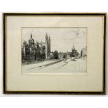 M Oliver Rae, signed in pencil to margin, two black and white etchings, inscribed "Kings Parade,