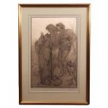 Phillippe Zilcken (1857-1930) Couple, sepia etching, signed in pencil to lower right margin, 50 x