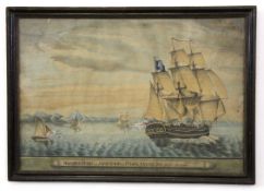 Hinrich Minden, signed and dated 1811, watercolour, "Prospektiohn von Mastrand die Lunge Margretha -