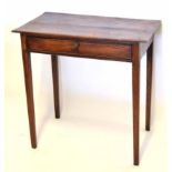 18th century and later single drawer side table raised on tapering supports, 72cm wide